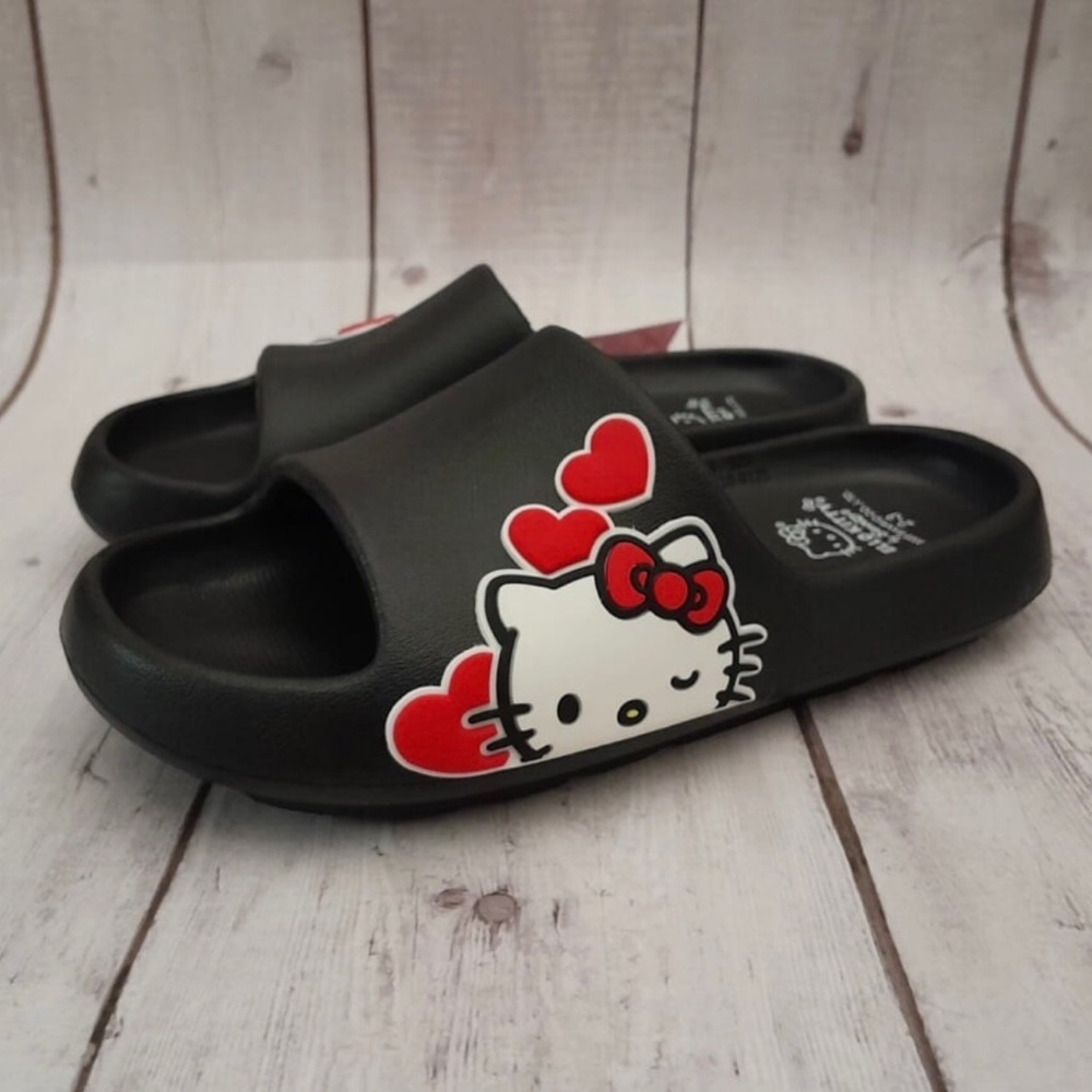 Hello Kitty By Sanrio Girls Slide Sandals Size 2/3 Black
